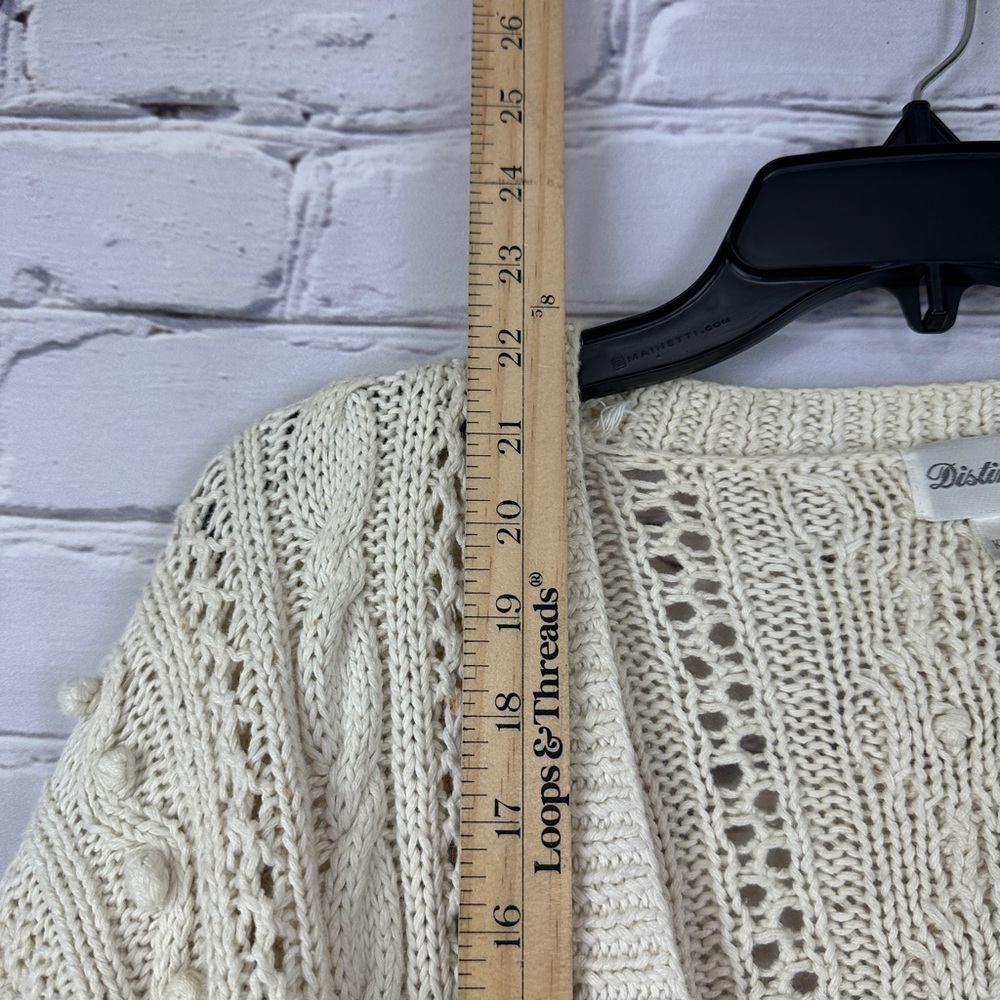 Vtg Distinction Hand Knitted Cardigan Sweater Cable Knit Med Cottagecore Granny - Picture 8 of 9